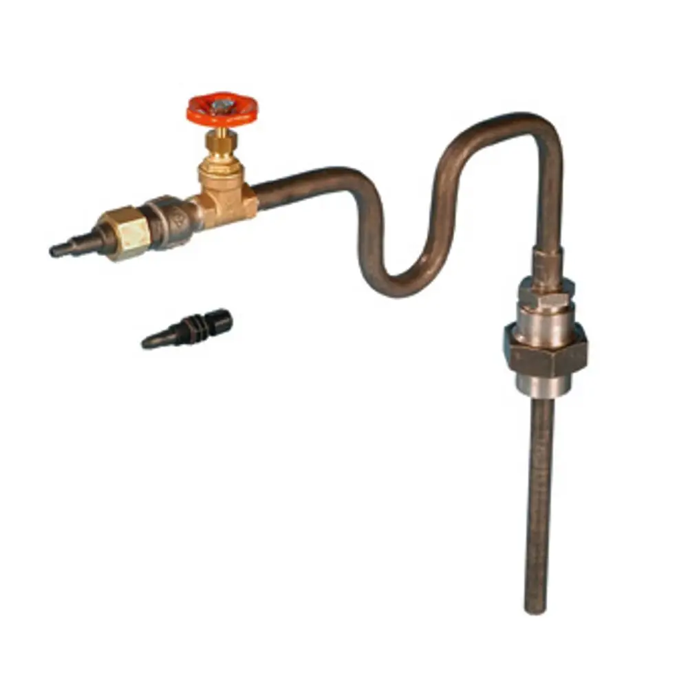 Grünbeck Dosiergruppe mit ansteckbarem Gewebeschlauch, abgewinkelt, mit Ventil zur Materialdosierung, geeignet für verschiedene Pumpensysteme.
